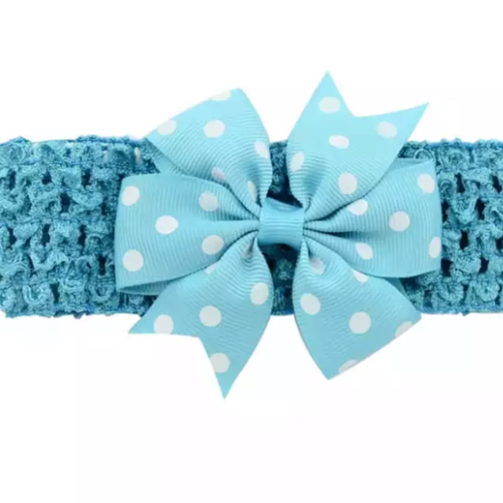 Turquoise Polka Dot Ribbon Bow With Elastic HairBand-Dual-use Hair Clip…
